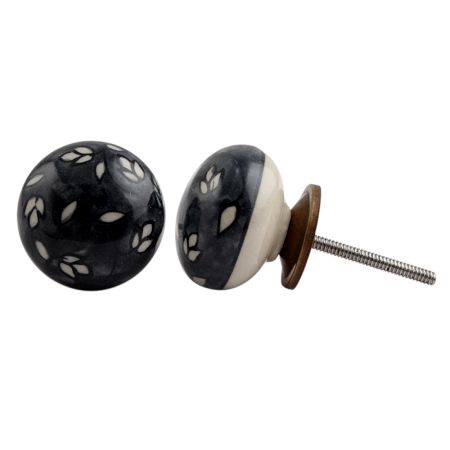 Grey Flower Ceramic Drawer Knob